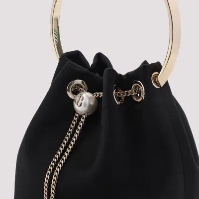 Jimmy Choo Bonbon Handbag With Drawstring Closure And Circular Metal Handle In Black