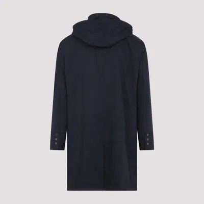 Kiton Polyester Coat With Standing Collar And Hidden Hood In Black
