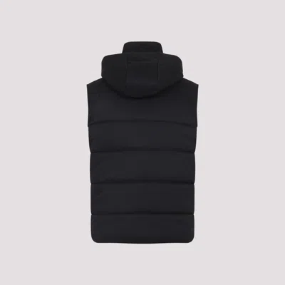 Kiton Hooded Quilted Jacket With Material Blend In Black