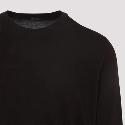 Kiton Cashmere-silk Blend Sweater With Classic Crew Neckline In Brown