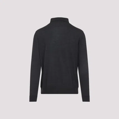 Kiton Long-sleeved Knitted Polo Shirt In Gray