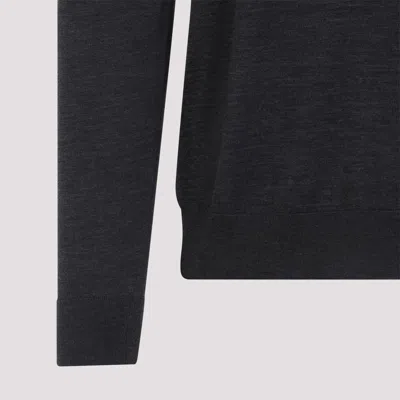 Kiton Long-sleeved Knitted Polo Shirt In Gray