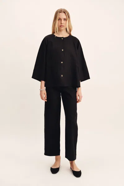Posse Olivia Flare Linen Button-up Top
