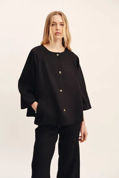Posse Olivia Flare Linen Button-up Top
