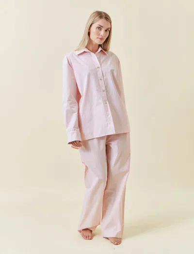 Papinelle French Stripe Full Length Pj Set In Pink