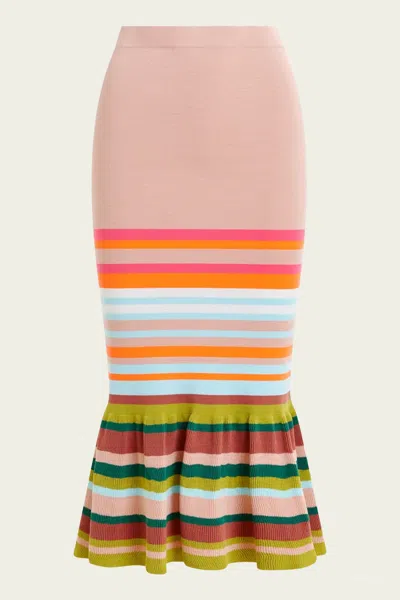 Essentiel Antwerp Helove Striped Knit Skirt In Vintage Pink In Pink