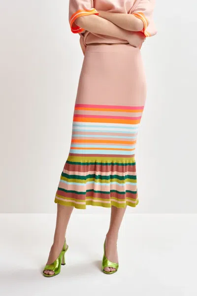 Essentiel Antwerp Helove Striped Knit Skirt In Vintage Pink In Pink