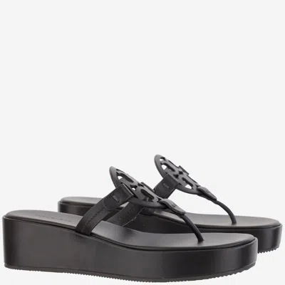 Tory Burch Black Miller Wedge Sandals