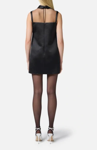 Elisabetta Franchi Duchesse And Tulle Dress With Rhinestone In Black