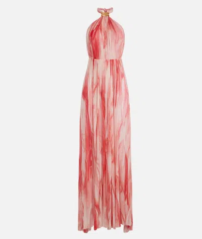 Elisabetta Franchi Halter Neck Maxi Length Printed Tie Detail