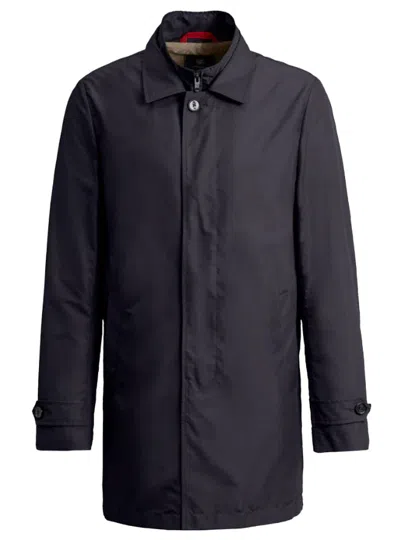 Fay Blue Nylon Morning Raincoat In Black