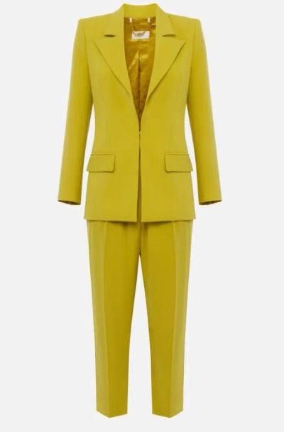 Elisabetta Franchi Suit With Logo Decoration In Yellow