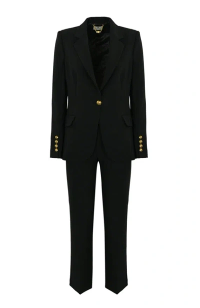 Elisabetta Franchi Single Breasted Suit With Gold Buttons In Blue