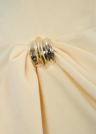 Elisabetta Franchi Crepe Dress With Macro Bow In Gold