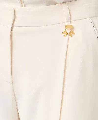 Elisabetta Franchi Tailored Beige Trousers With High Waist In White