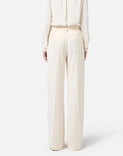 Elisabetta Franchi Tailored Beige Trousers With High Waist In White
