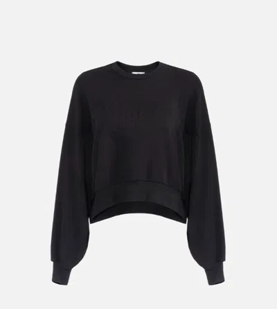 Elisabetta Franchi Cotton Sweatshirt With Logo In Black