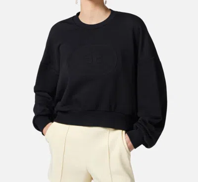 Elisabetta Franchi Cotton Sweatshirt With Logo In Black