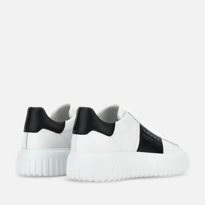 Hogan Panelled Design Calf Leather Sneakers With Chunky Sole In White