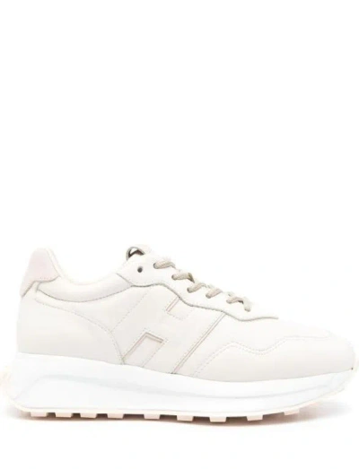 Hogan White Leather H641 Sneakers In Neutral