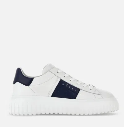 Hogan Panelled Design Calf Leather Sneakers With Chunky Sole In White