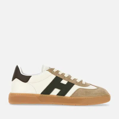 Hogan Leather And Suede Sneakers With Memory Foam Insole In Neutral