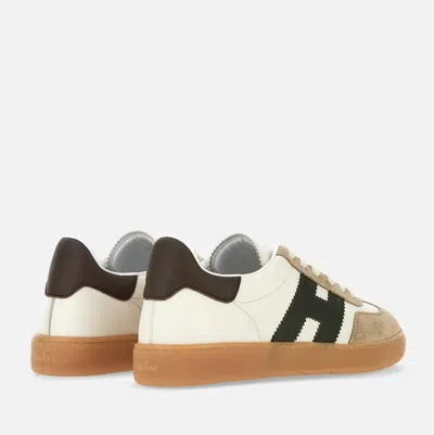 Hogan Leather And Suede Sneakers With Memory Foam Insole In Neutral