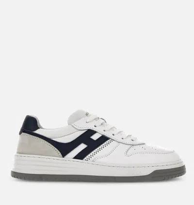 Hogan H630 Leather Sneakers With Contrasting Monogram In White
