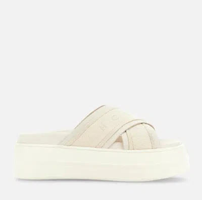 Hogan Cross Strap Platform Sandals In White