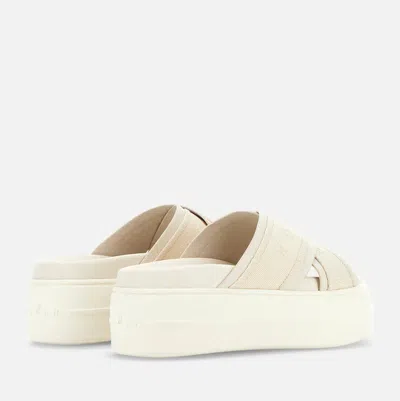 Hogan Cross Strap Platform Sandals In White