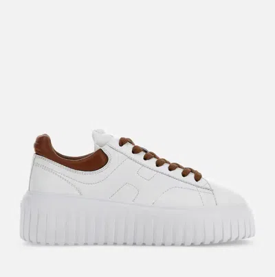 Hogan H-stripes Low-top Leather Sneakers In White