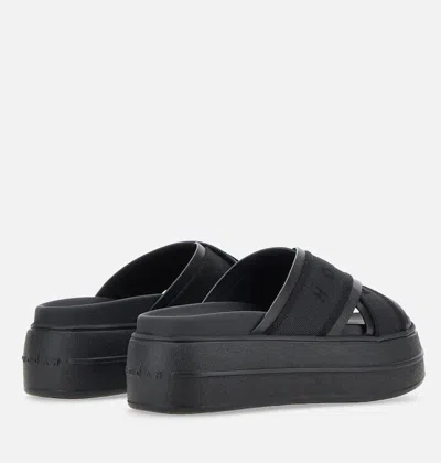 Hogan Cross Strap Platform Sandals In Black