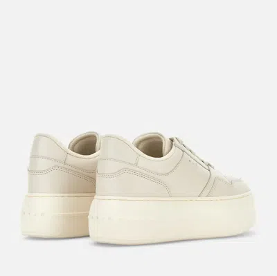 Hogan Calfskin Sneakers With Panel Design And Embossed Tongue In White