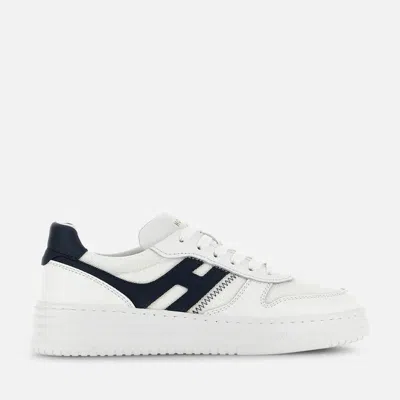 Hogan H630 Leather Sneakers With Contrasting Monogram In White