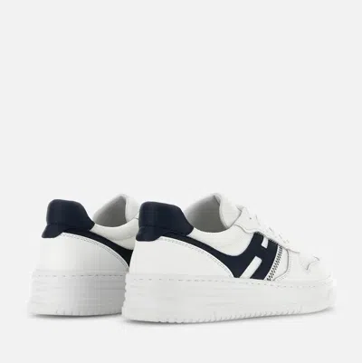 Hogan H630 Leather Sneakers With Contrasting Monogram In White