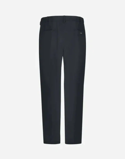 Herno Cotton Feel Trousers With Drawstring In Blue