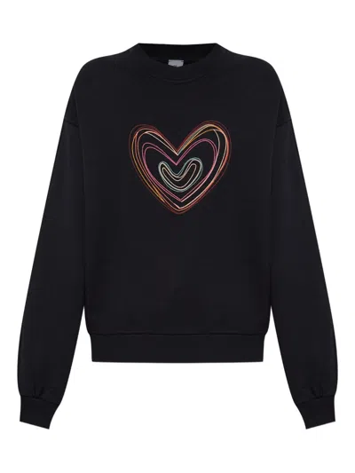 Ps By Paul Smith Ps Paul Smith Swirl Heart Cotton Sweatshirt In Black