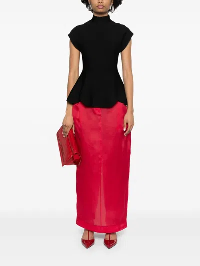 Khaite Womens Raspberry Lucian Split-hem Silk Maxi Skirt In Red