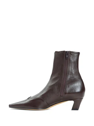 Khaite Cowboy Boots With Square Toe And Low Heel In Brown