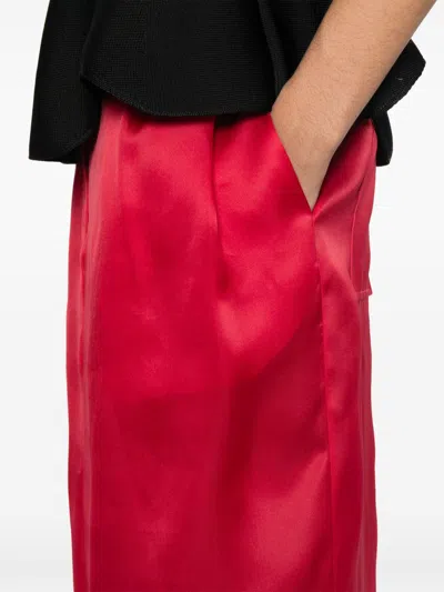 Khaite Womens Raspberry Lucian Split-hem Silk Maxi Skirt In Red