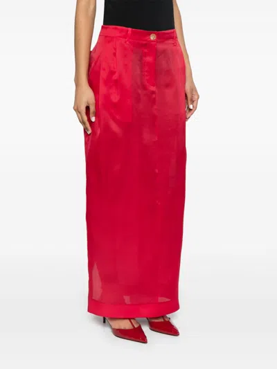 Khaite Womens Raspberry Lucian Split-hem Silk Maxi Skirt In Red
