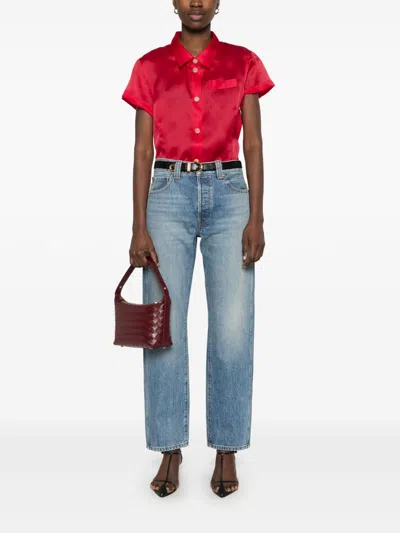 Khaite Keefe Silk Charmeuse Shirt In Red
