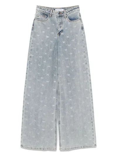 Self-portrait Self Portrait Crystal Embellished Denim Jeasn In Gold