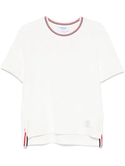 Thom Browne White T-shirt With Tricolour Detail