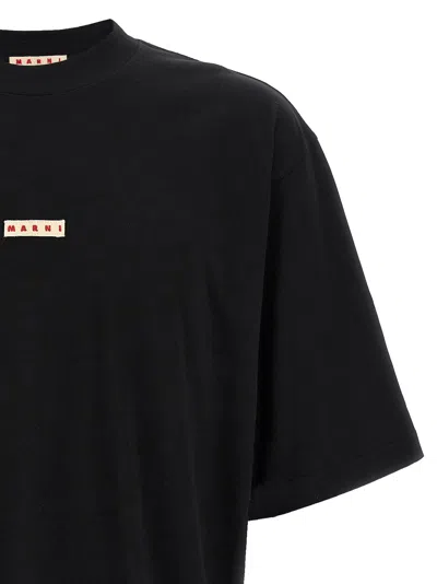 Marni Contemporary Black Cotton T-shirt With High Neckline In Black
