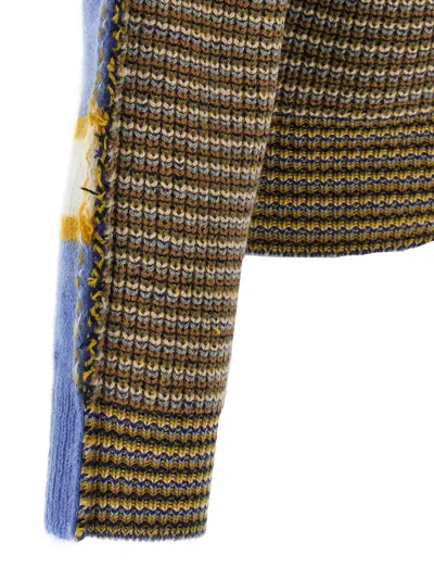 Marni Striped Pattern Round Neck Sweater In Blue
