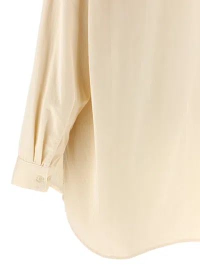 Lemaire Casual Shirt With Buttoned Cuffs And Curved Hem In Neutral
