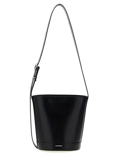 Jil Sander Bucket Shape Shoulder Bag With Adjustable Strap In Black