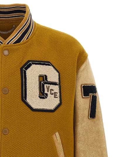 Golden Goose Wool And Leather Bomber Jacket In Yellow