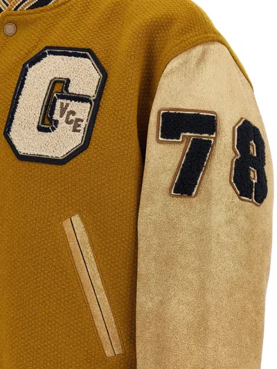 Golden Goose Wool And Leather Bomber Jacket In Yellow